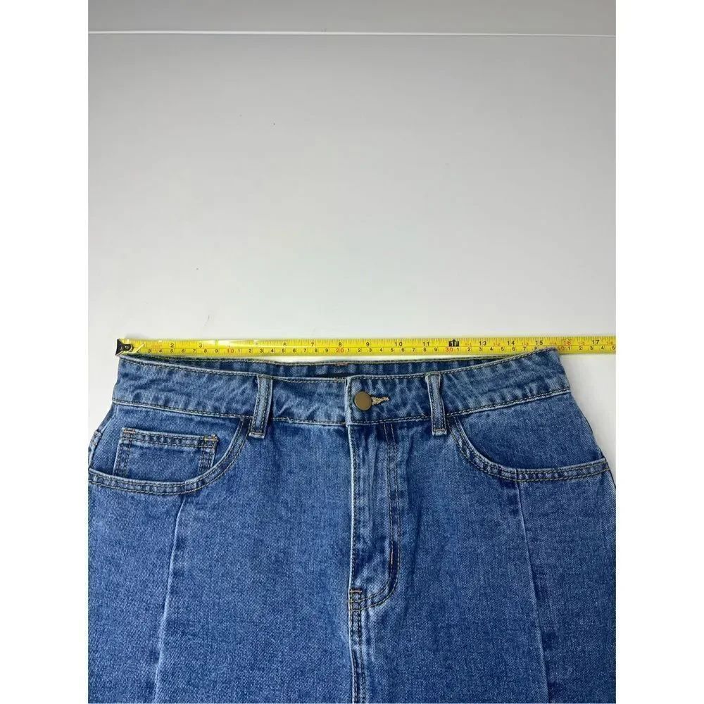 NWT Forever 21 Women's Blue Jean Denim Cut Off Skirt Size L - Picture 4 of 7
